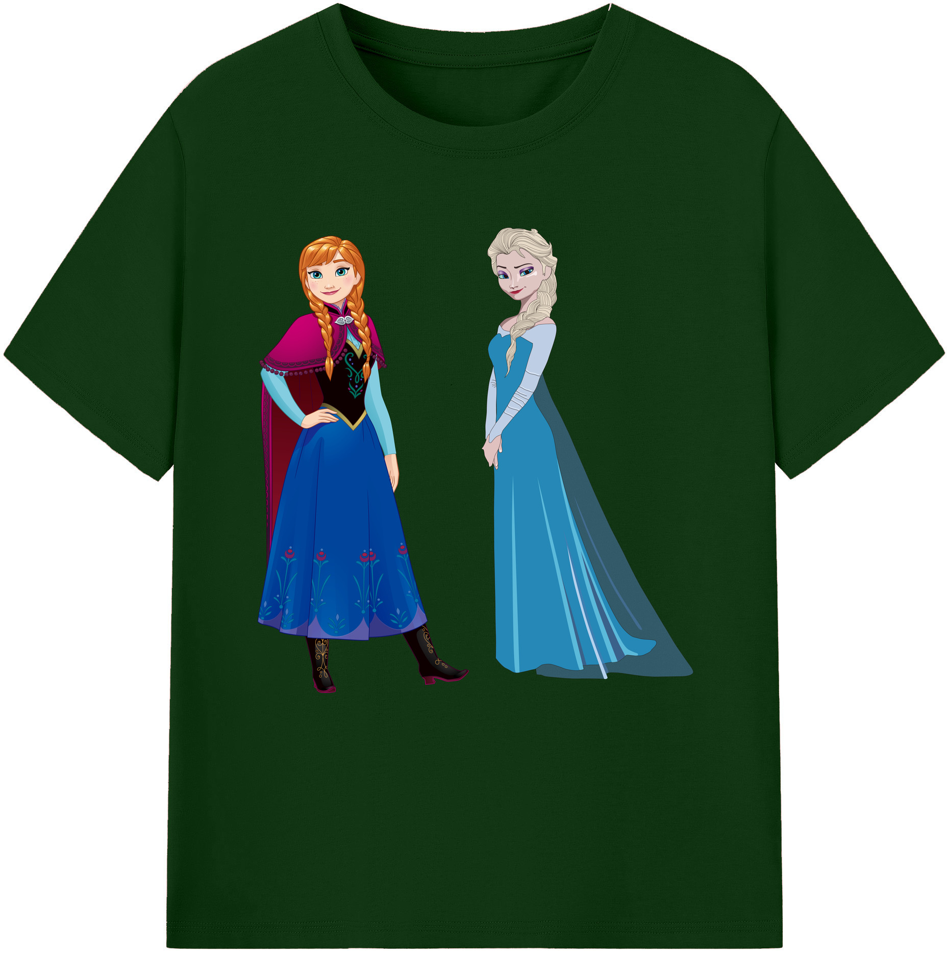 （画像用） アナと雪の女王 アンナ エルサ Frozen Anna Elsa 綿100％半袖Tシャツ（フロントプリント）